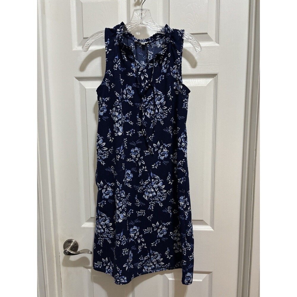 Small Emily Daniels Colorful Floral Navy Sleeveless Pockets Sundress Summer